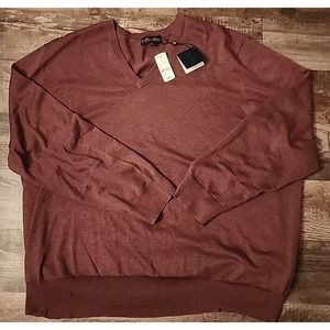 Brooks Brothers Sweater Size 4XL Pullover V neck Maroon Supima Cotton